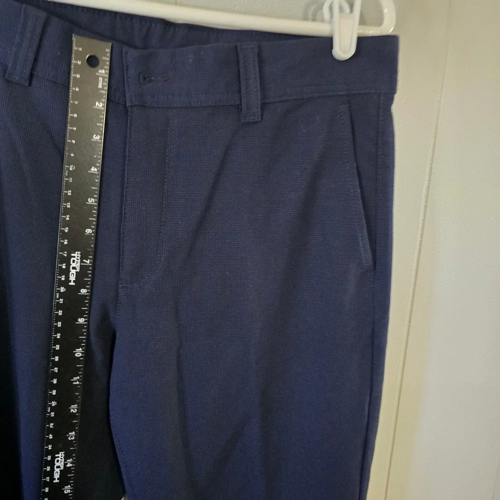 Zara Trousers Mens 31‎ Navy Blue Textured Flat Front Tapered Chinos